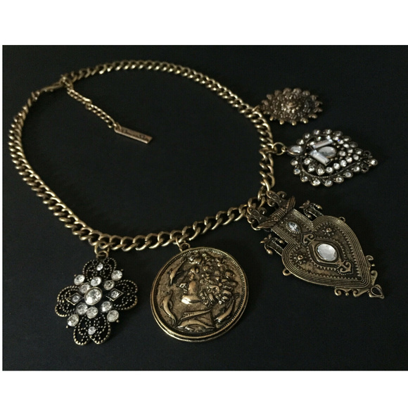 Oscar de la Renta Coin Antiqued Finish Necklace - Picture 5 of 8